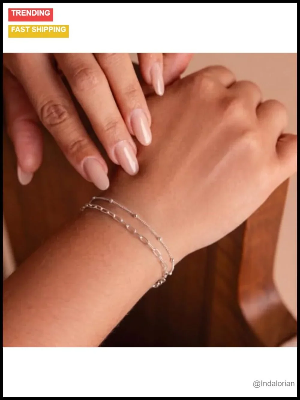 925 Sterling Silver Bracelet Set Paperclip & Bead Chain Stackable